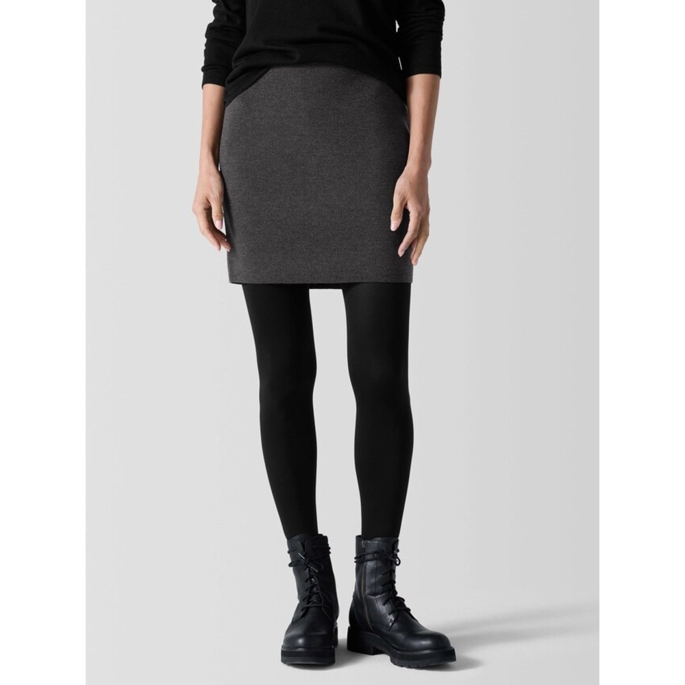 Eileen Fisher Merino Mini Skirt Charcoal Grey Wool Petite Small
